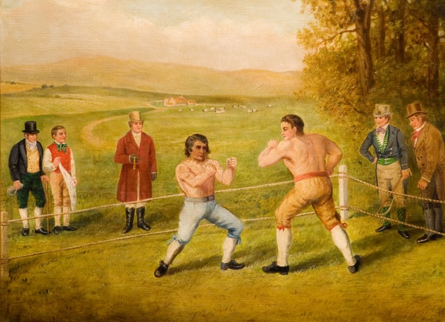 painting of Tom Johnson vs. Isaac Perrins bareknuckle fight